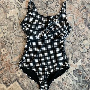 Albion Fit Gingham Tie-front Swimsuit